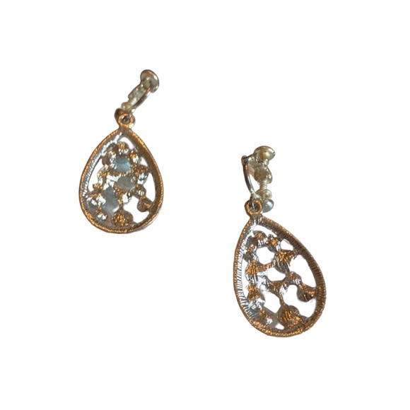 Teardrop Rhinestone Clip Earrings - Picture 3 of 3